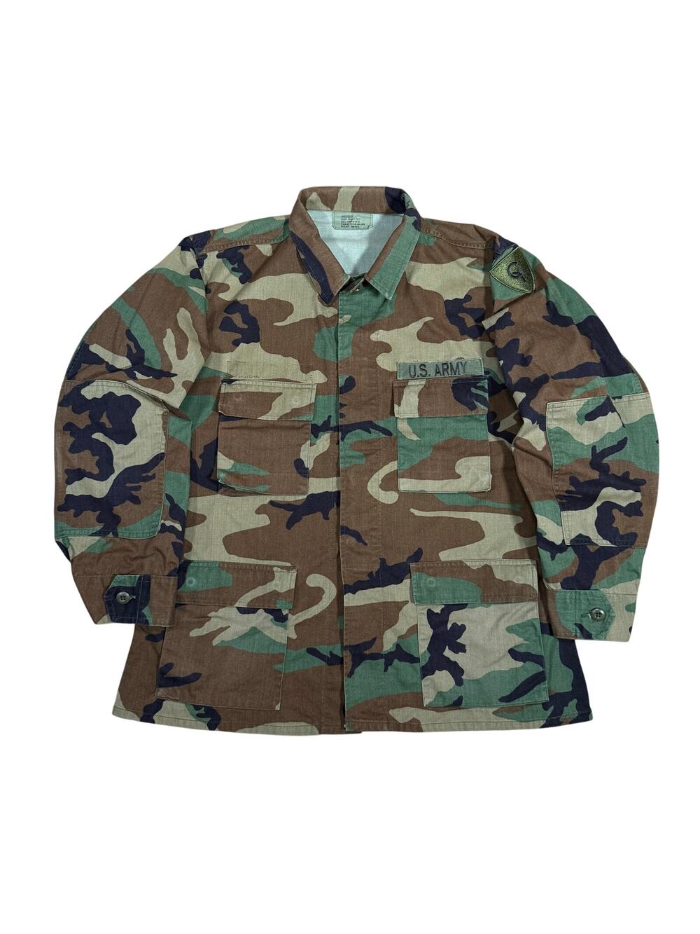Vintage U.S. Army 90s Woodland Camo Combat Coat Military Cotton/Nylon Size Large